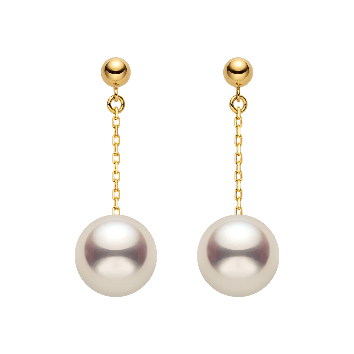 Akoya Pearl 18K Gold Long Stud Earrings - Image 3