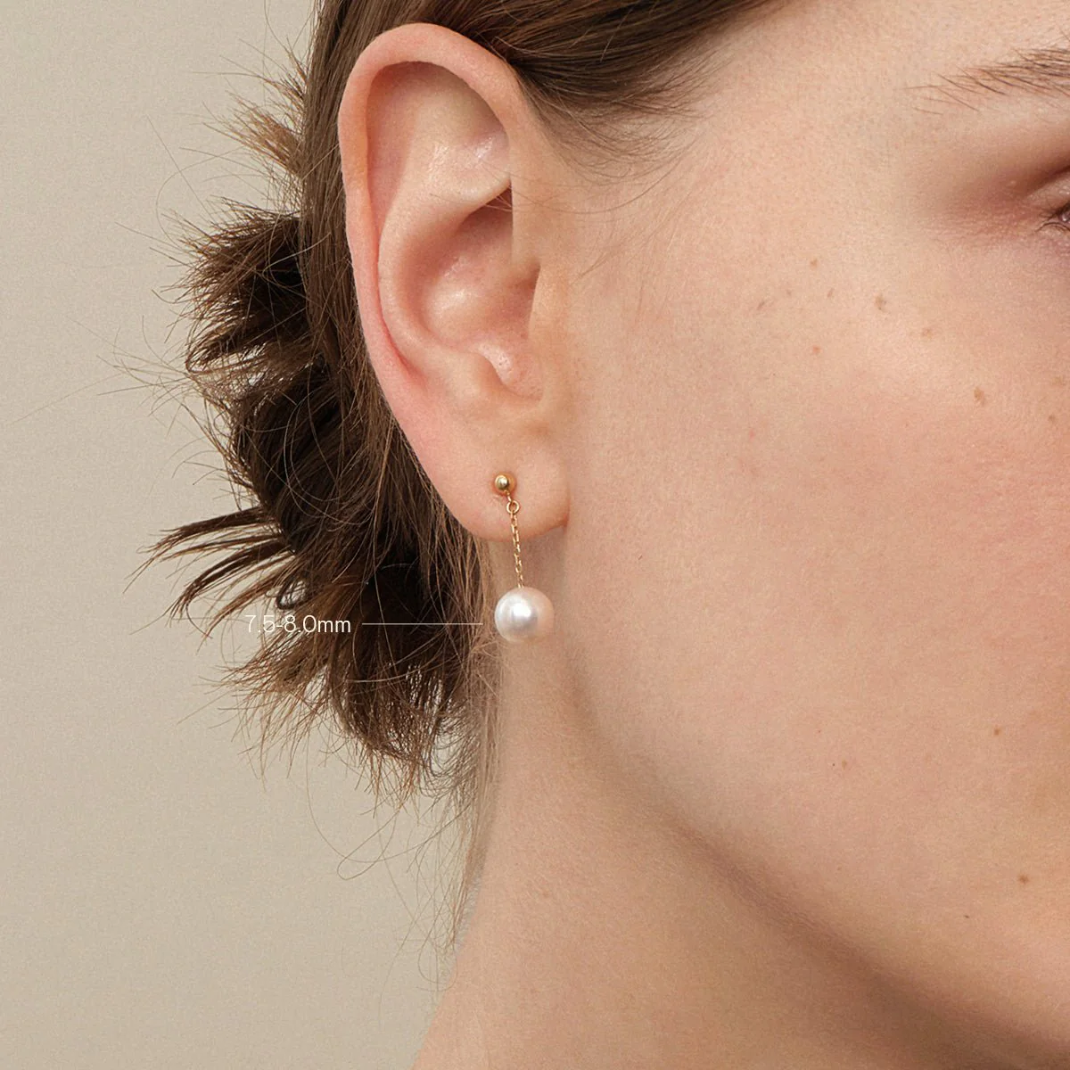 Akoya Pearl 18K Gold Long Stud Earrings - Image 4