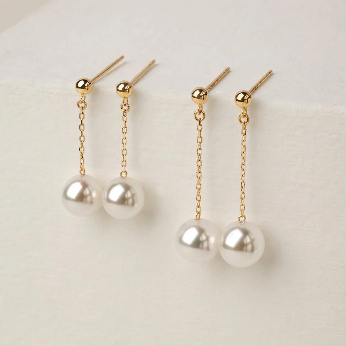 Akoya Pearl 18K Gold Long Stud Earrings - Image 9