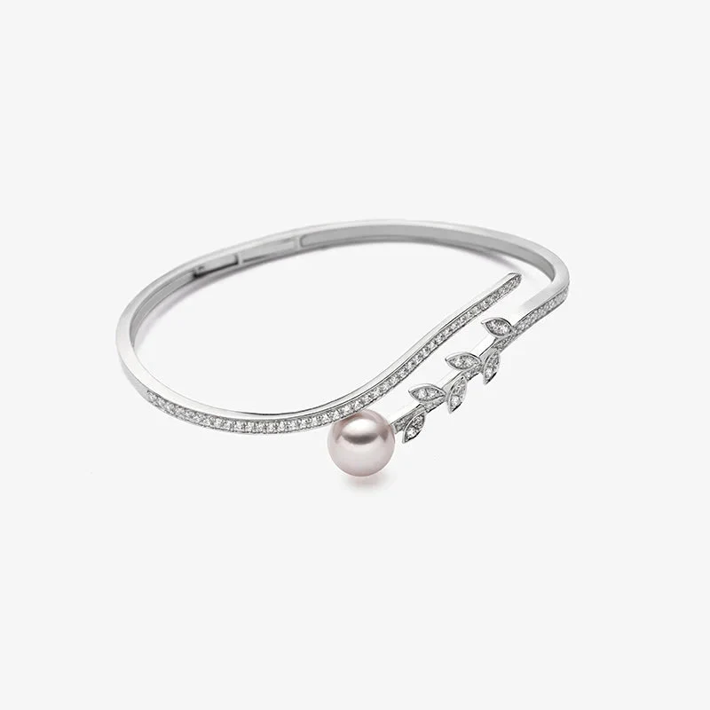 Akoya Pearl 18K Sycamore Leaves Bracelet - Image 4