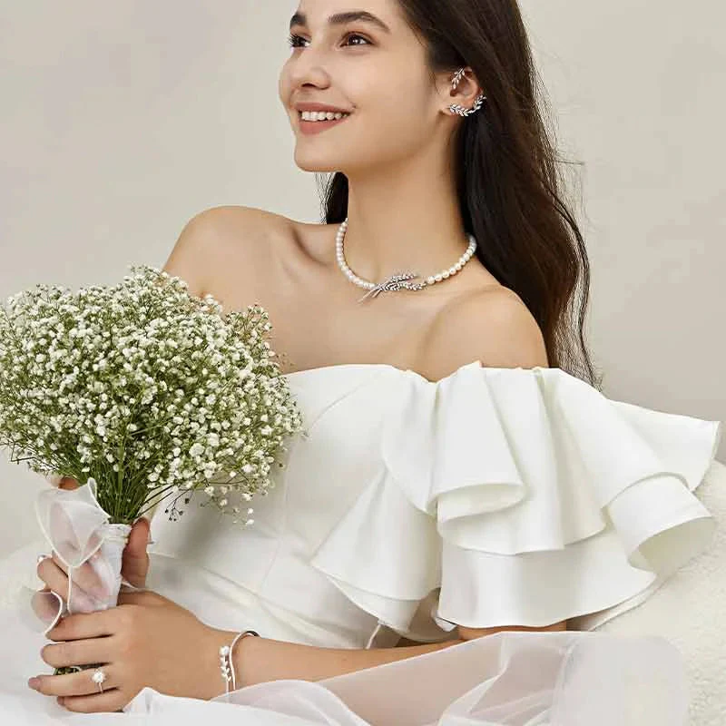 Akoya Pearl 18K Sycamore Leaves Bracelet - Image 7