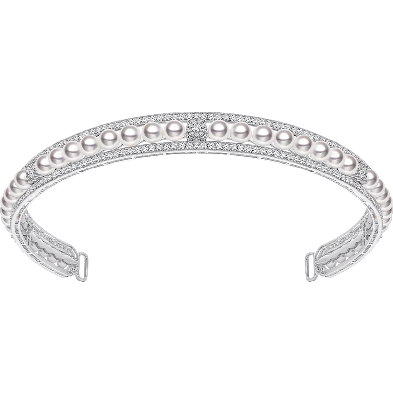 Akoya Pearl Mary Crown 18K White Gold Diamond