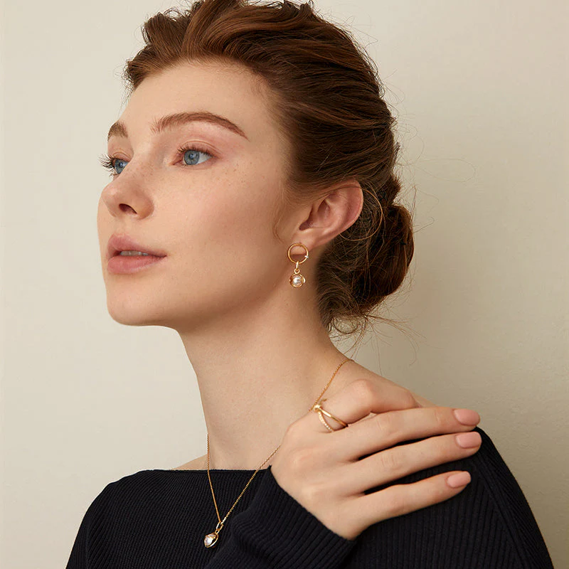Akoya Saltwater Pearl 18K Gold Diamond Pearl-encased Hoop Earrings - Image 4