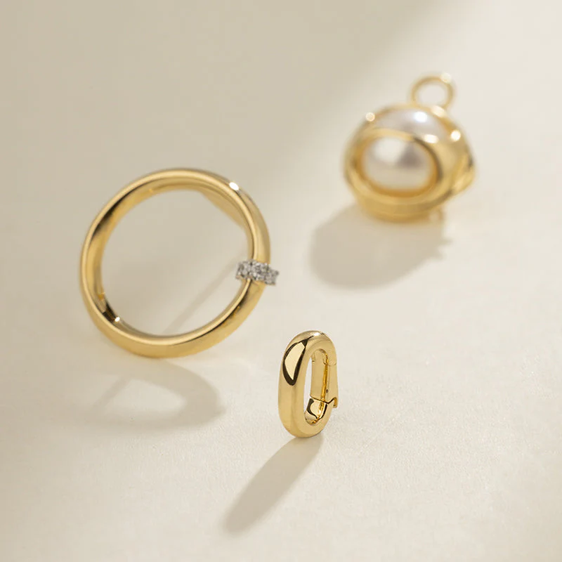 Akoya Saltwater Pearl 18K Gold Diamond Pearl-encased Hoop Earrings - Image 7
