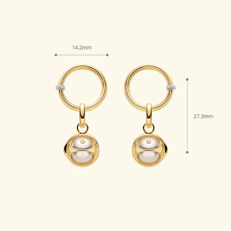 Akoya Saltwater Pearl 18K Gold Diamond Pearl-encased Hoop Earrings - Image 9