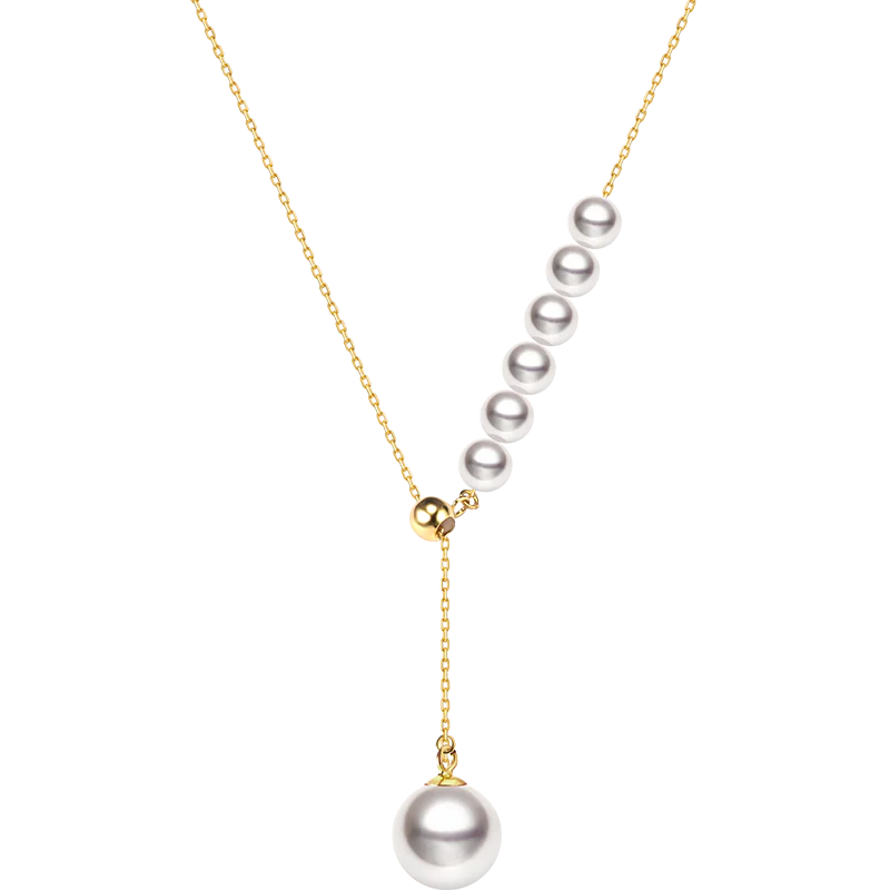 Asymmetrical Akoya Pearl 18K Gold Necklace