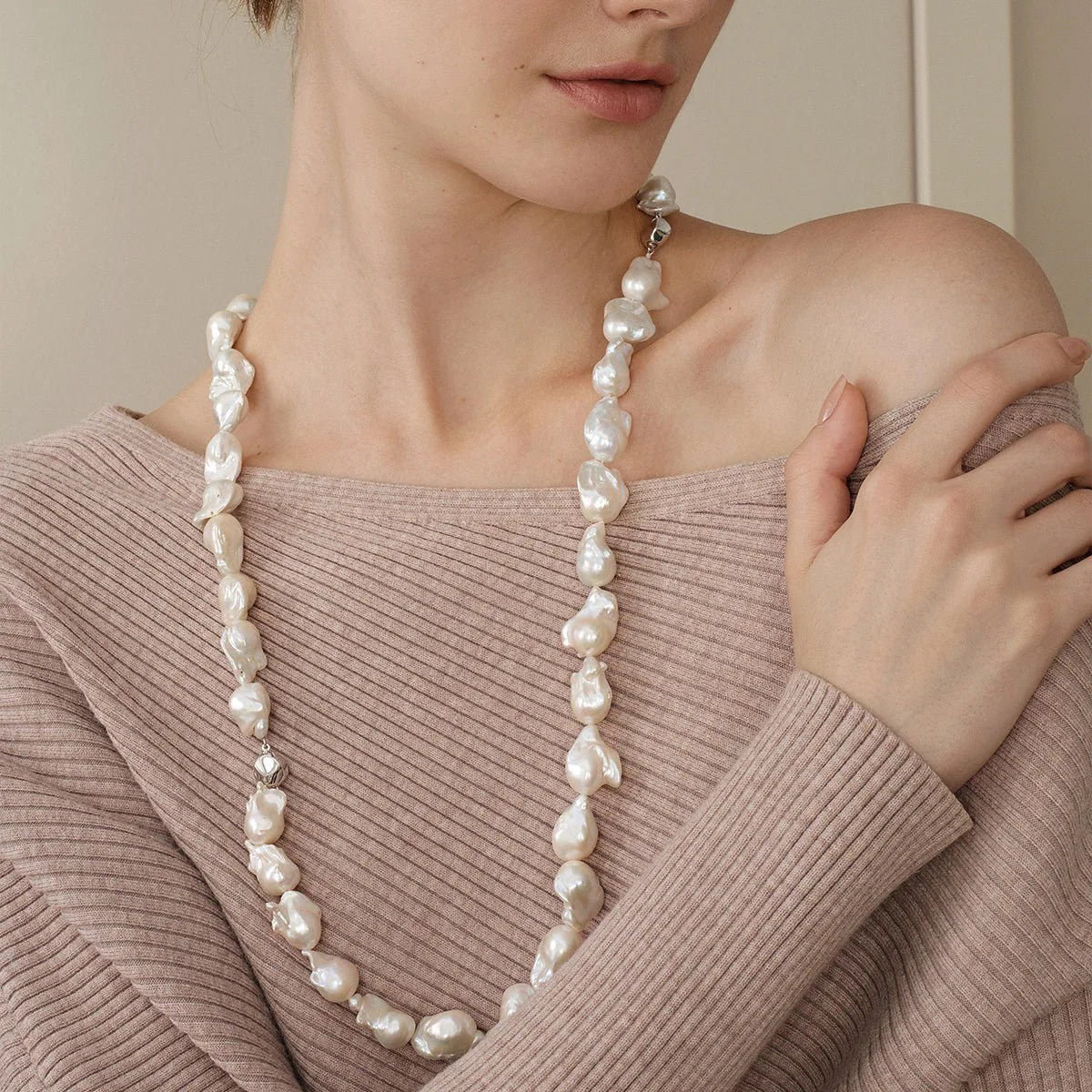 Aurora Freshwater Baroque Pearl 925 Silver Empress Strand Necklace - Image 7