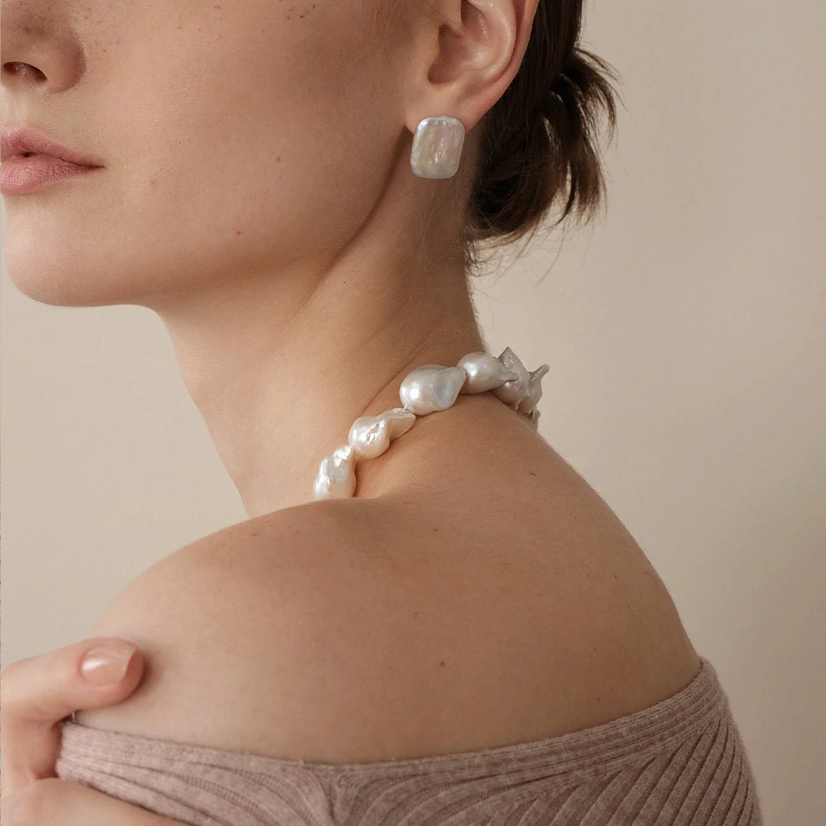 Aurora Freshwater Baroque Pearl 925 Silver Empress Strand Necklace - Image 9