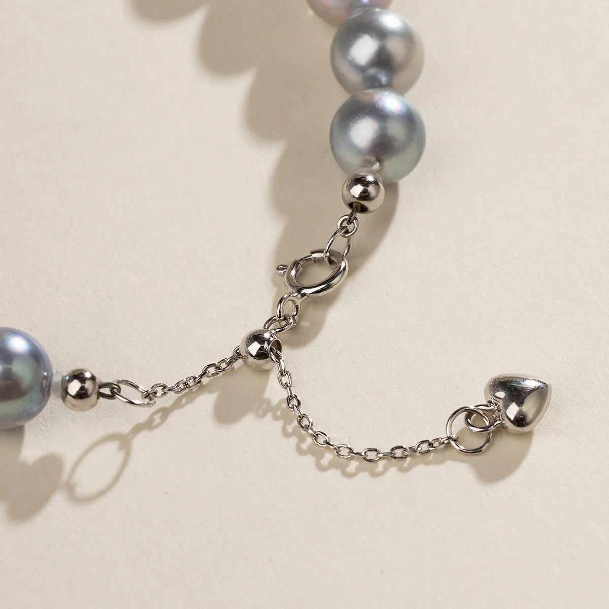 Baroque Akoya Pearl 925 Sterling Silver Heart Clasp Slate Blue Bracelet - Image 4