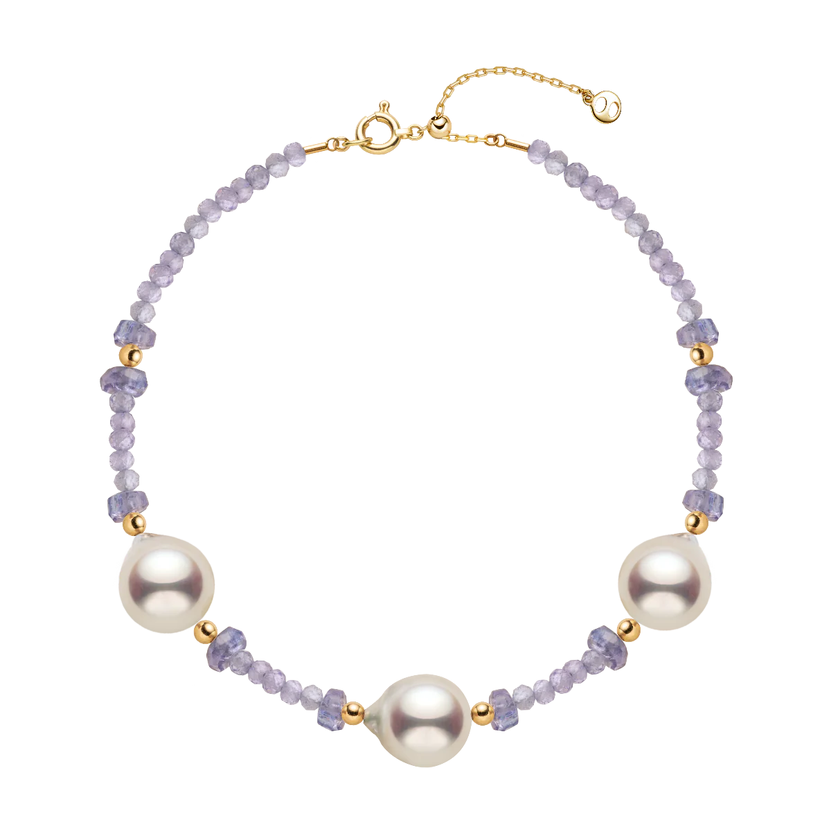 Baroque Akoya Pearl Tanzanite Gold Vermeil Bracelet in 925 Sterling Silver