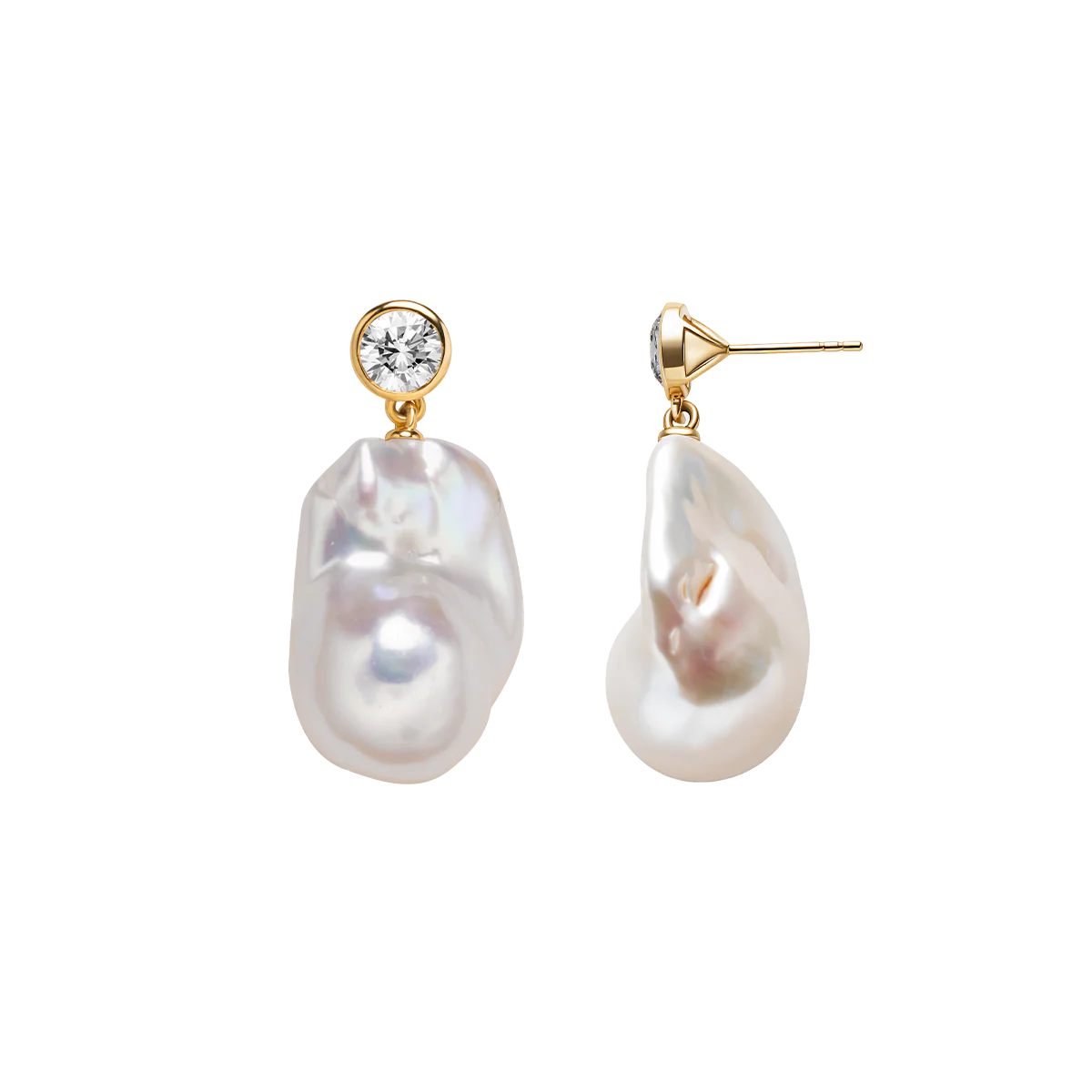 Baroque Freshwater Pearl Cubic Zirconia Drop Earrings in 925 Sterling Silver - Image 6