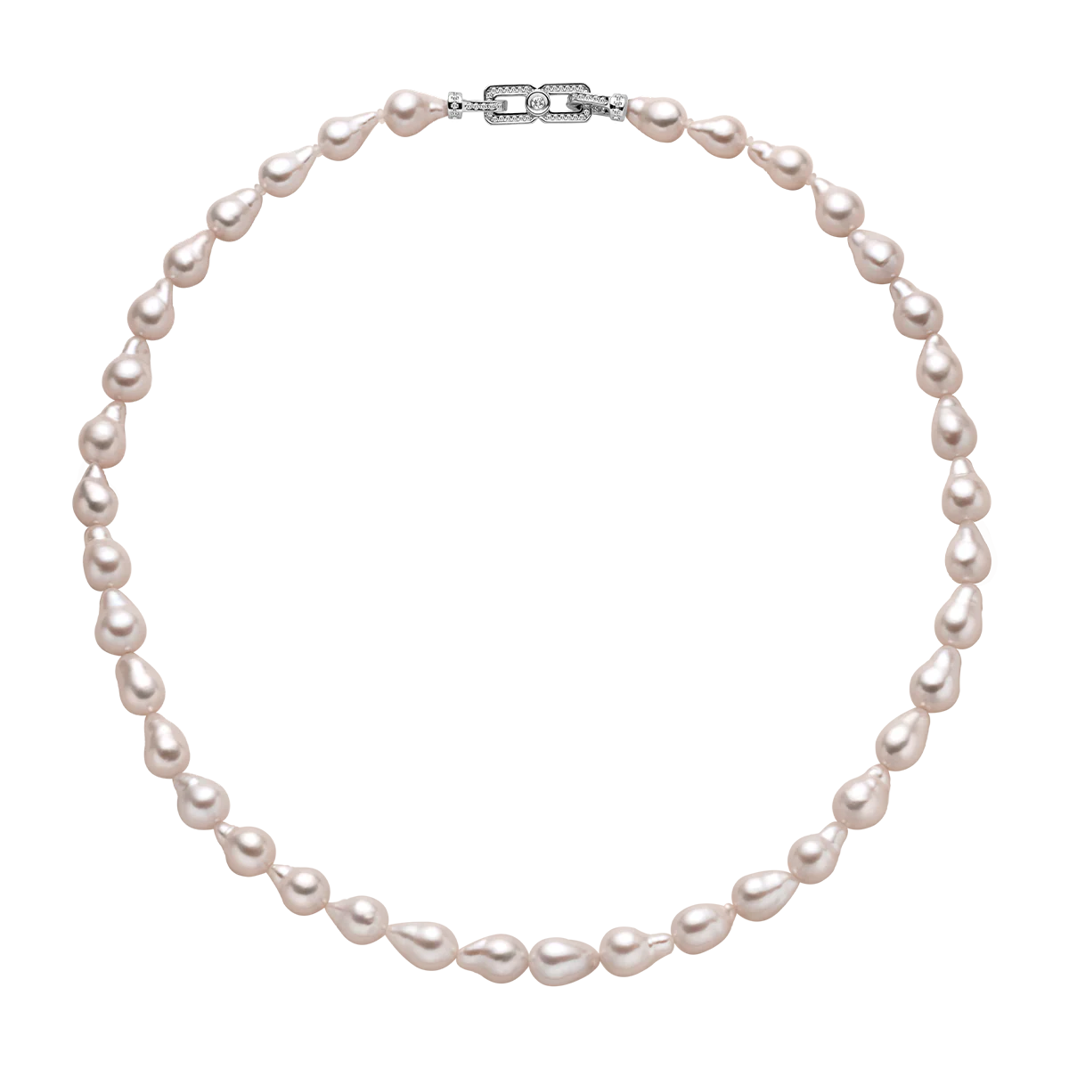 Baroque Freshwater Pearl Teardrop Strand Necklace in 925 Sterling Silver