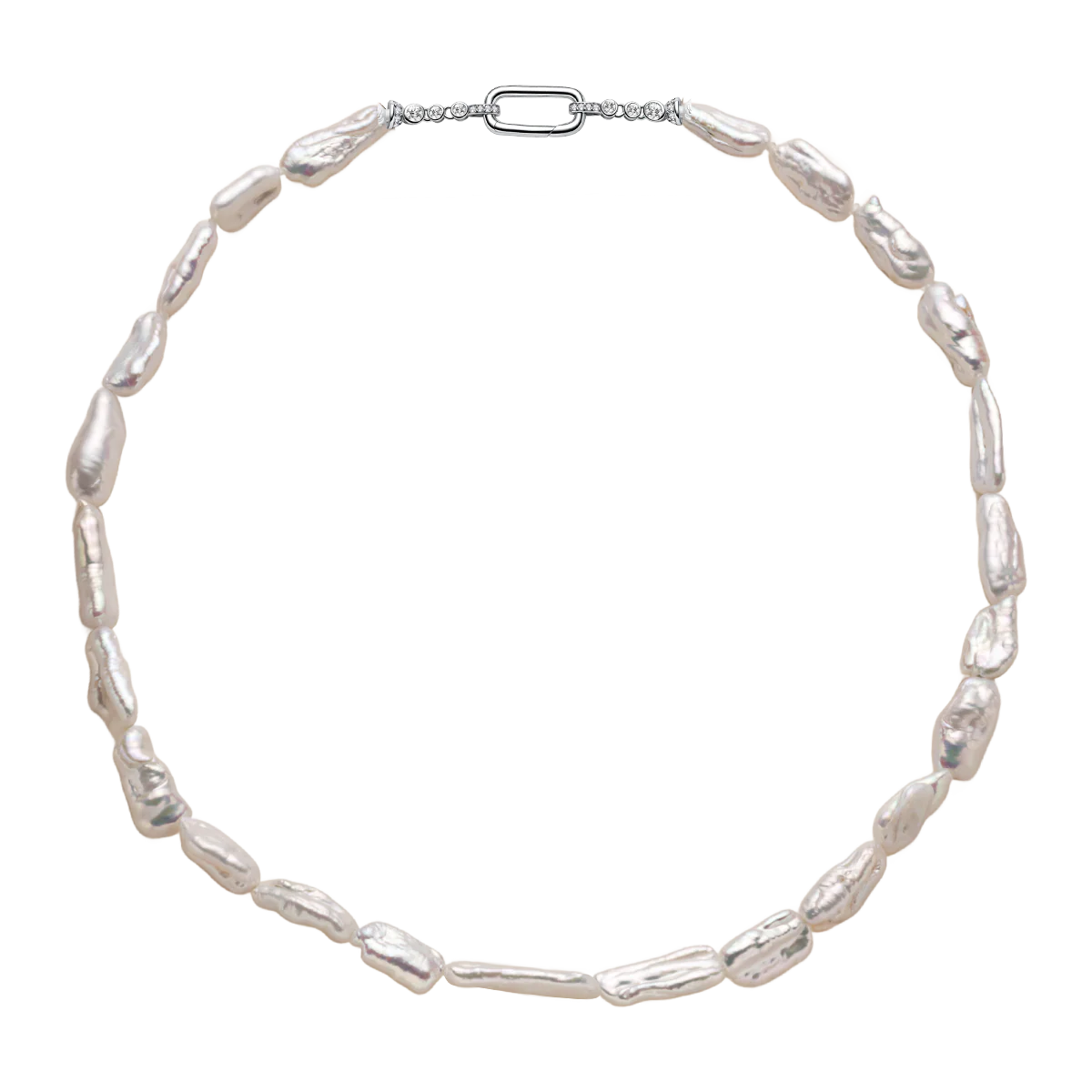 Baroque Nucleated Freshwater Pearl Strand Necklace in 925 Sterling Silver