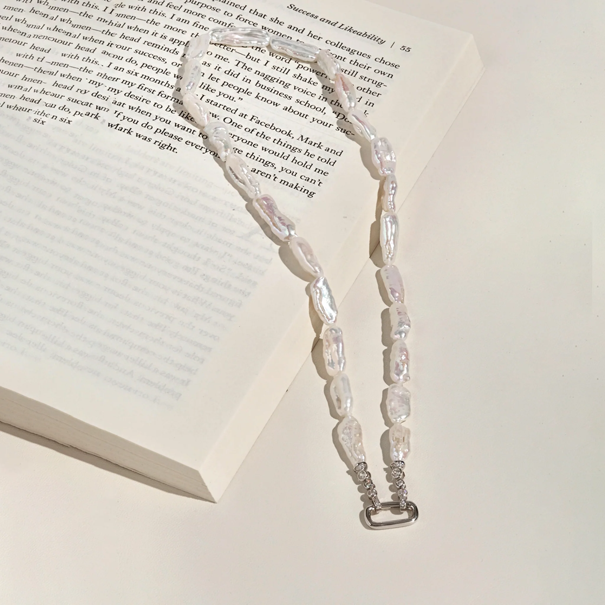 Baroque Nucleated Freshwater Pearl Strand Necklace in 925 Sterling Silver - Image 3