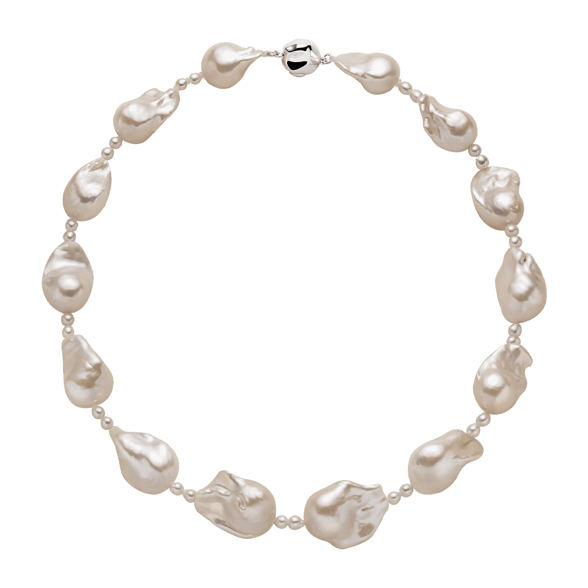 Freshwater Baroque Pearl 925 Sterling Silver Embellished Mini Pearl Necklace