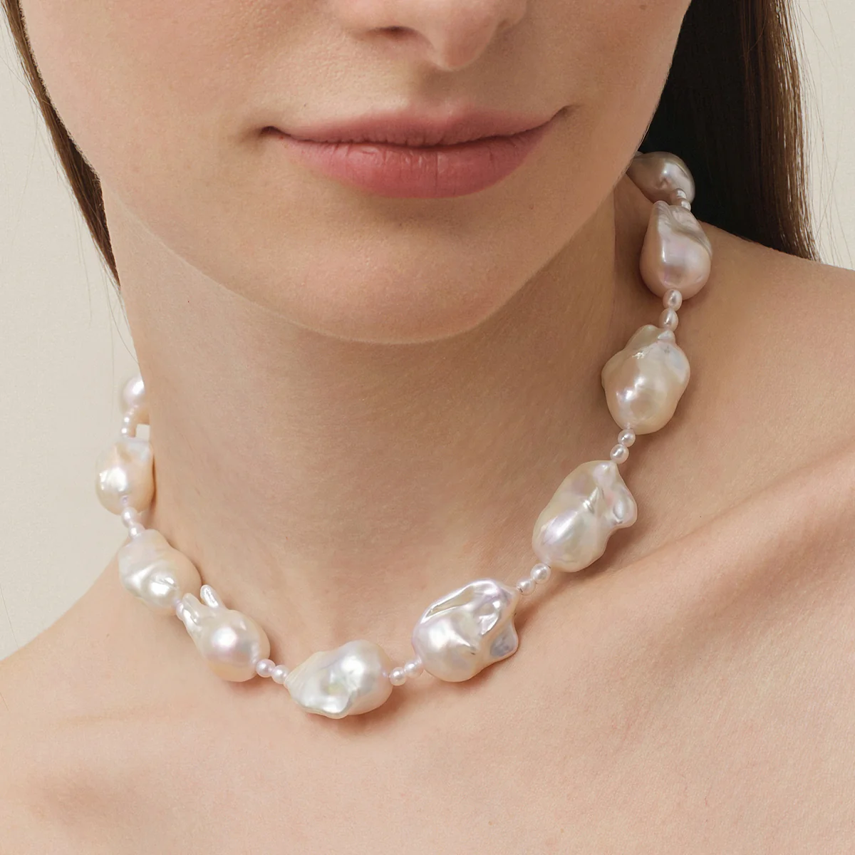 Freshwater Baroque Pearl 925 Sterling Silver Embellished Mini Pearl Necklace - Image 2