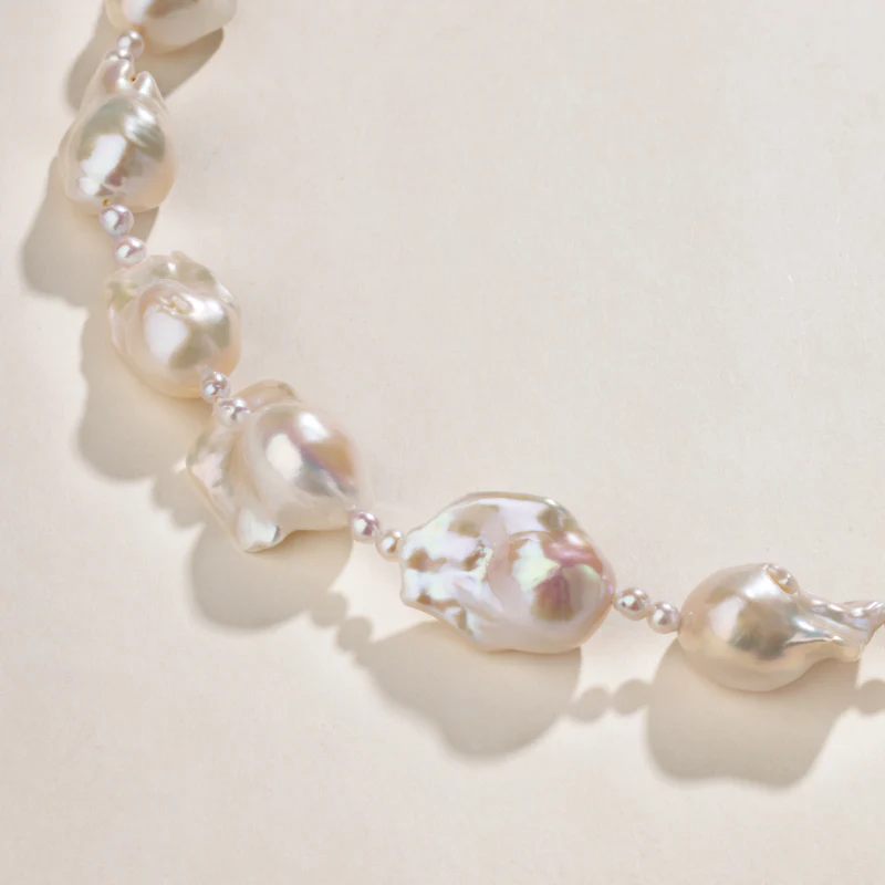 Freshwater Baroque Pearl 925 Sterling Silver Embellished Mini Pearl Necklace - Image 3