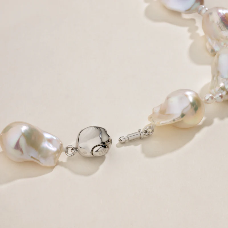 Freshwater Baroque Pearl 925 Sterling Silver Embellished Mini Pearl Necklace - Image 5