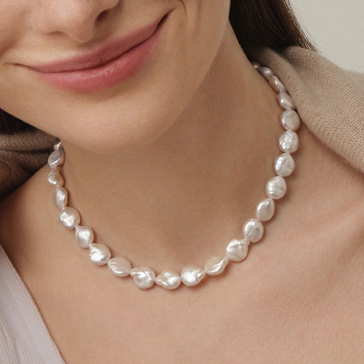 Freshwater Coin Pearl 925 Sterling Silver Toggle Clasp Design Necklace - Image 4