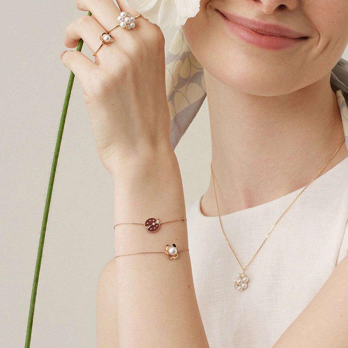Freshwater Pearl 10K 14K Rose Gold Bloom Dew Bracelet - Image 4