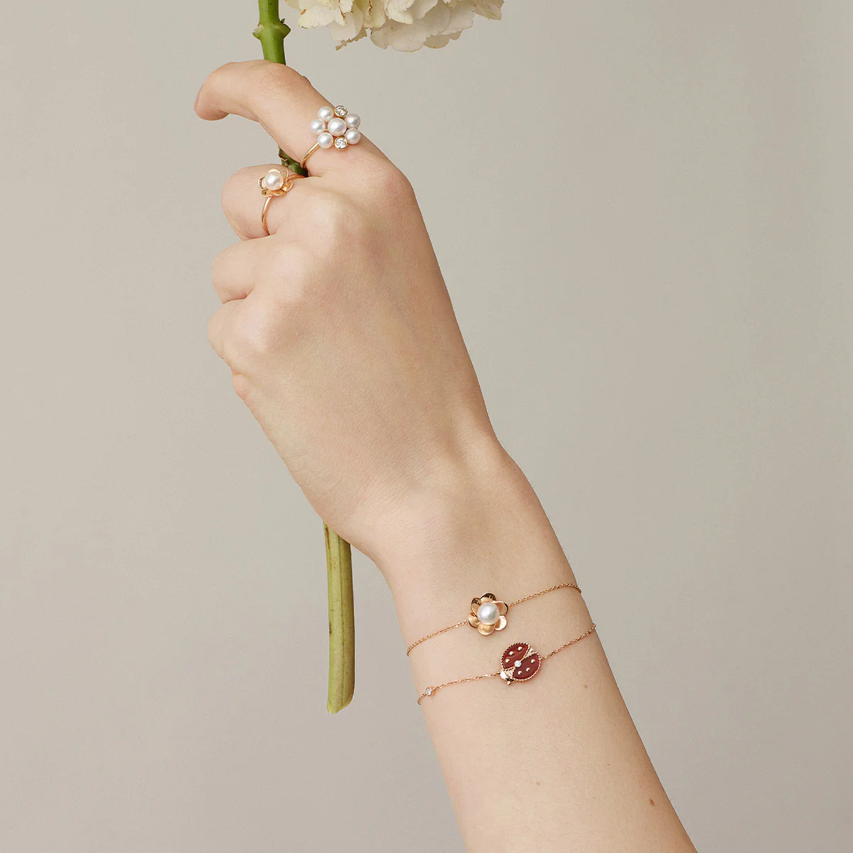 Freshwater Pearl 10K 14K Rose Gold Bloom Dew Bracelet - Image 8
