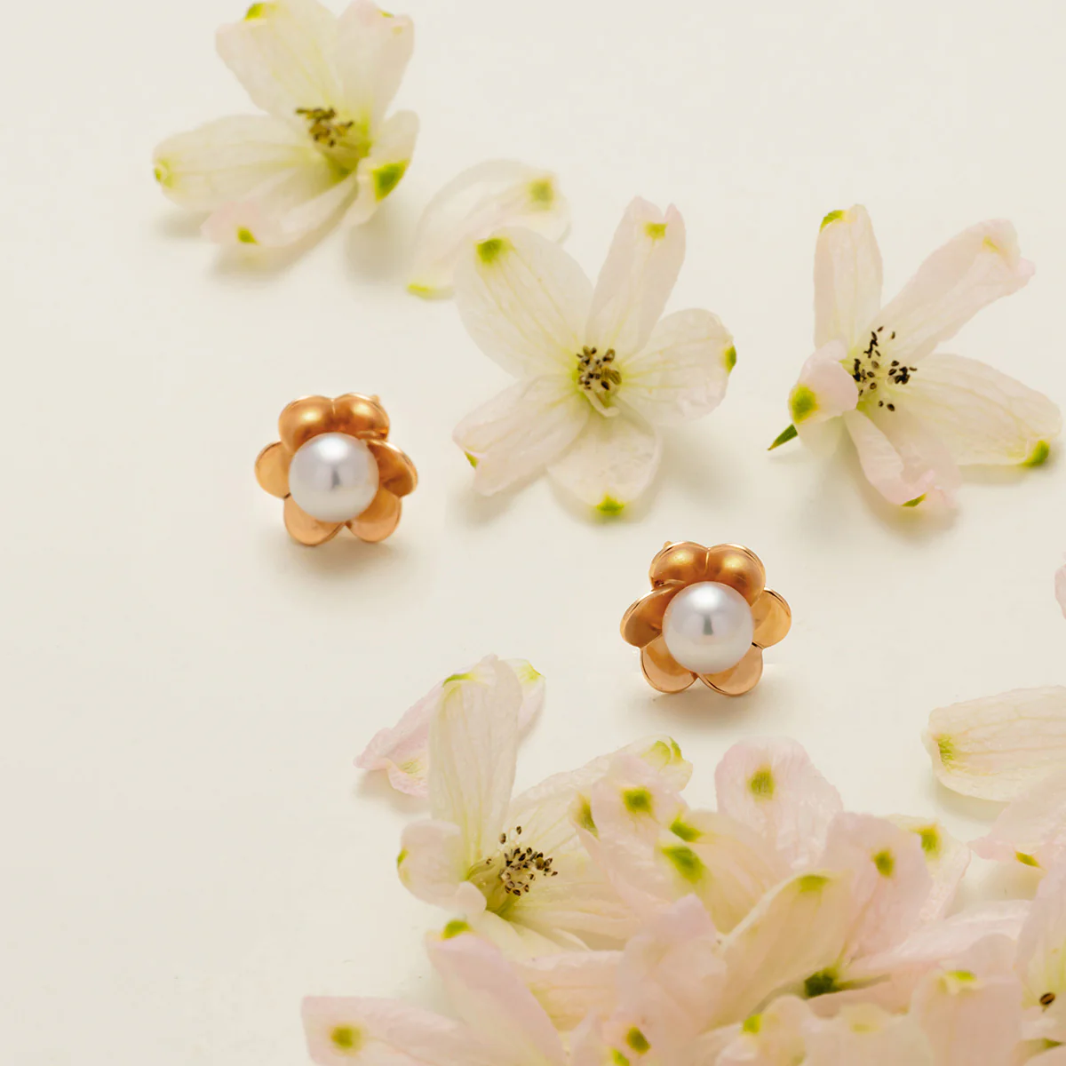 Freshwater Pearl 10K 14K Rose Gold Bloom Dew Earrings - Image 3