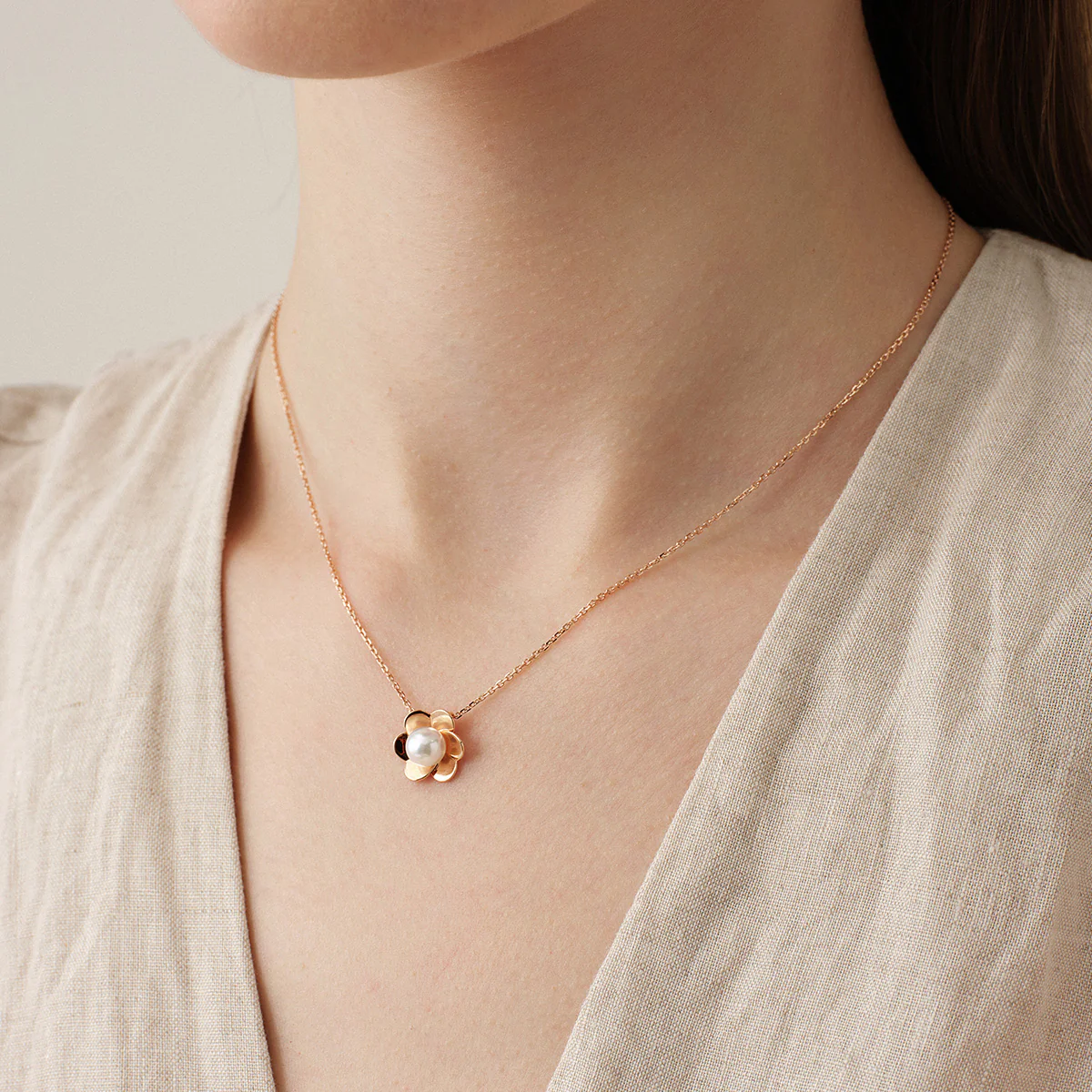 Freshwater Pearl 10K 14K Rose Gold Bloom Dew Necklace - Image 6