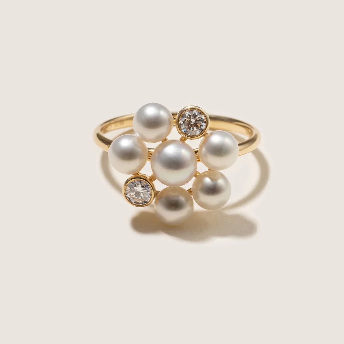 Freshwater Pearl 10K Gold Lab-Grown Diamond Dandelion Ring - Image 5