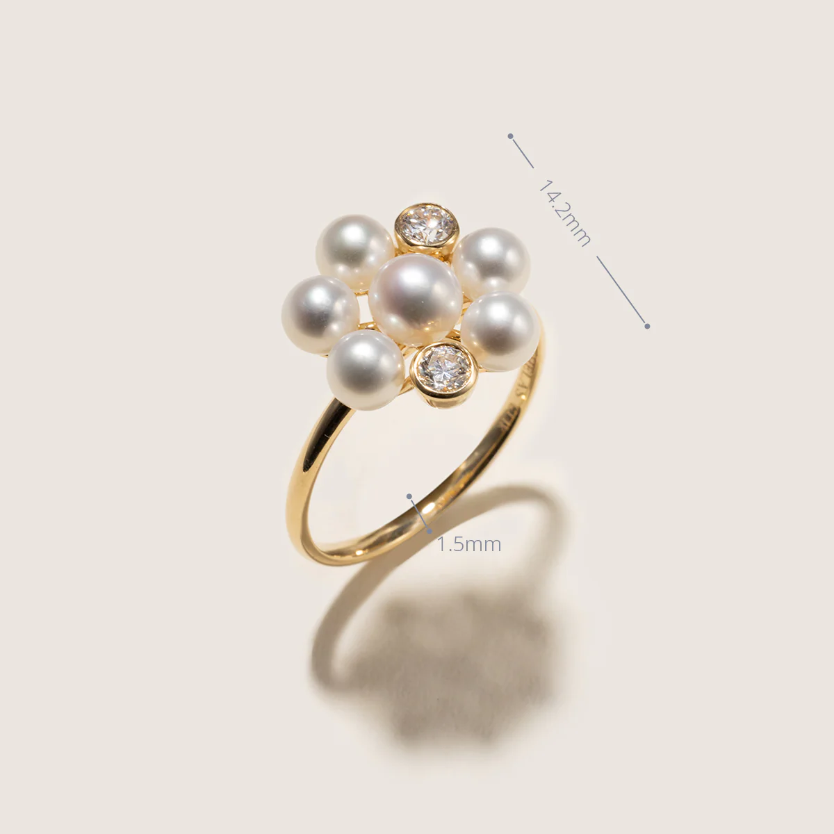 Freshwater Pearl 10K Gold Lab-Grown Diamond Dandelion Ring - Image 7