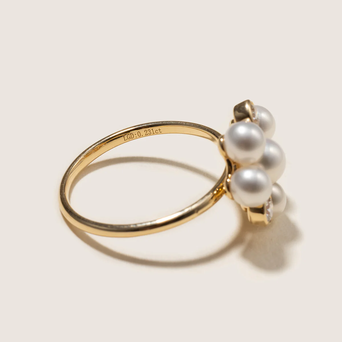 Freshwater Pearl 10K Gold Lab-Grown Diamond Dandelion Ring - Image 9