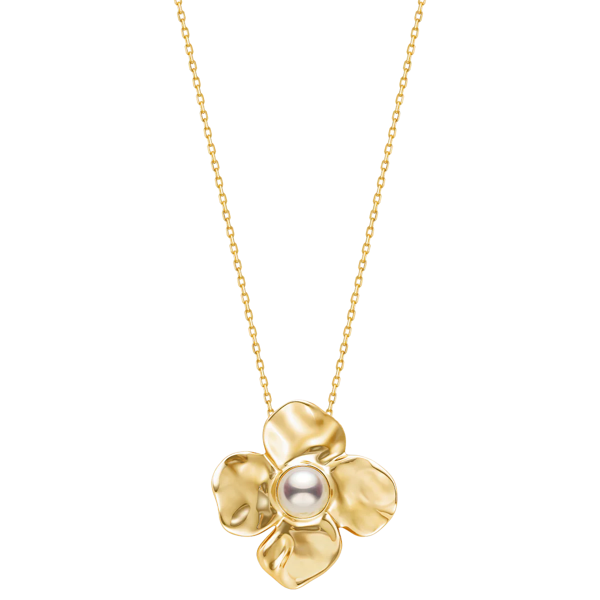 Freshwater Pearl 10K Gold Wild Bloom Pendant Necklace