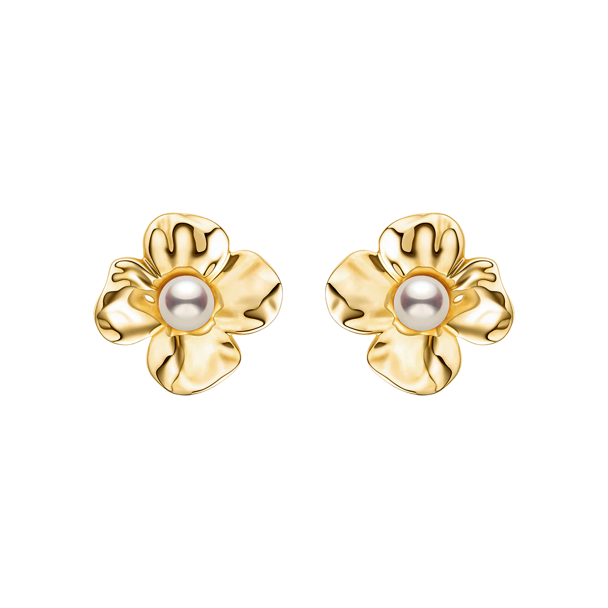 Freshwater Pearl 10K Gold Wild Bloom Stud Earrings
