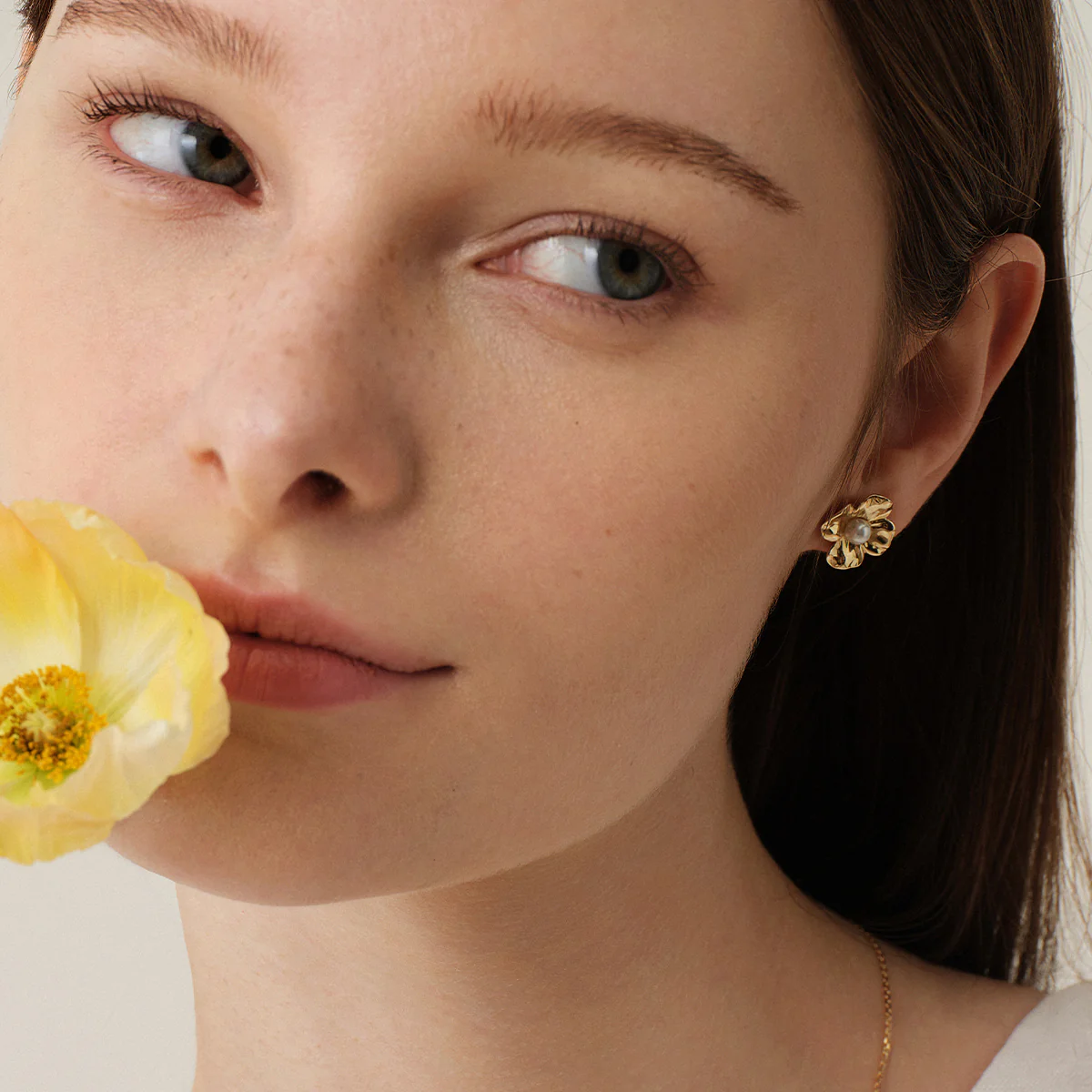 Freshwater Pearl 10K Gold Wild Bloom Stud Earrings - Image 4