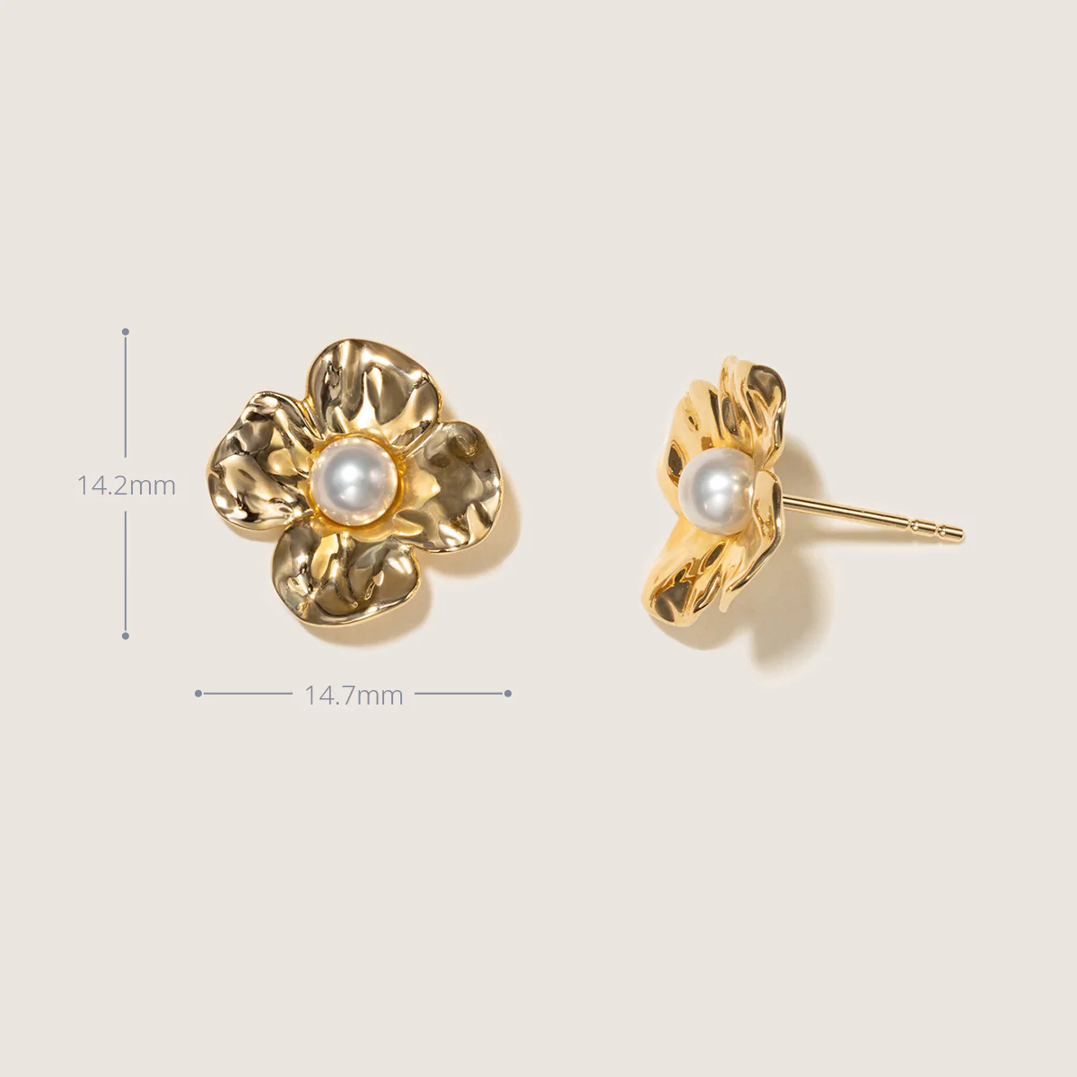 Freshwater Pearl 10K Gold Wild Bloom Stud Earrings - Image 7