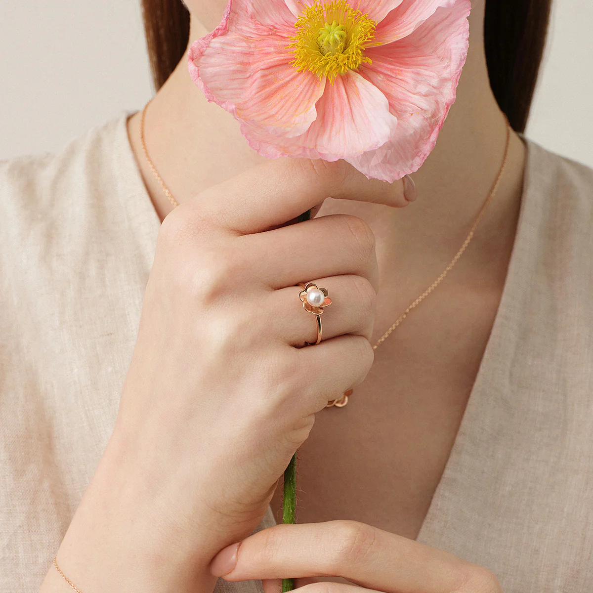 Freshwater Pearl 10K Rose Gold Bloom Dew Ring - Image 6