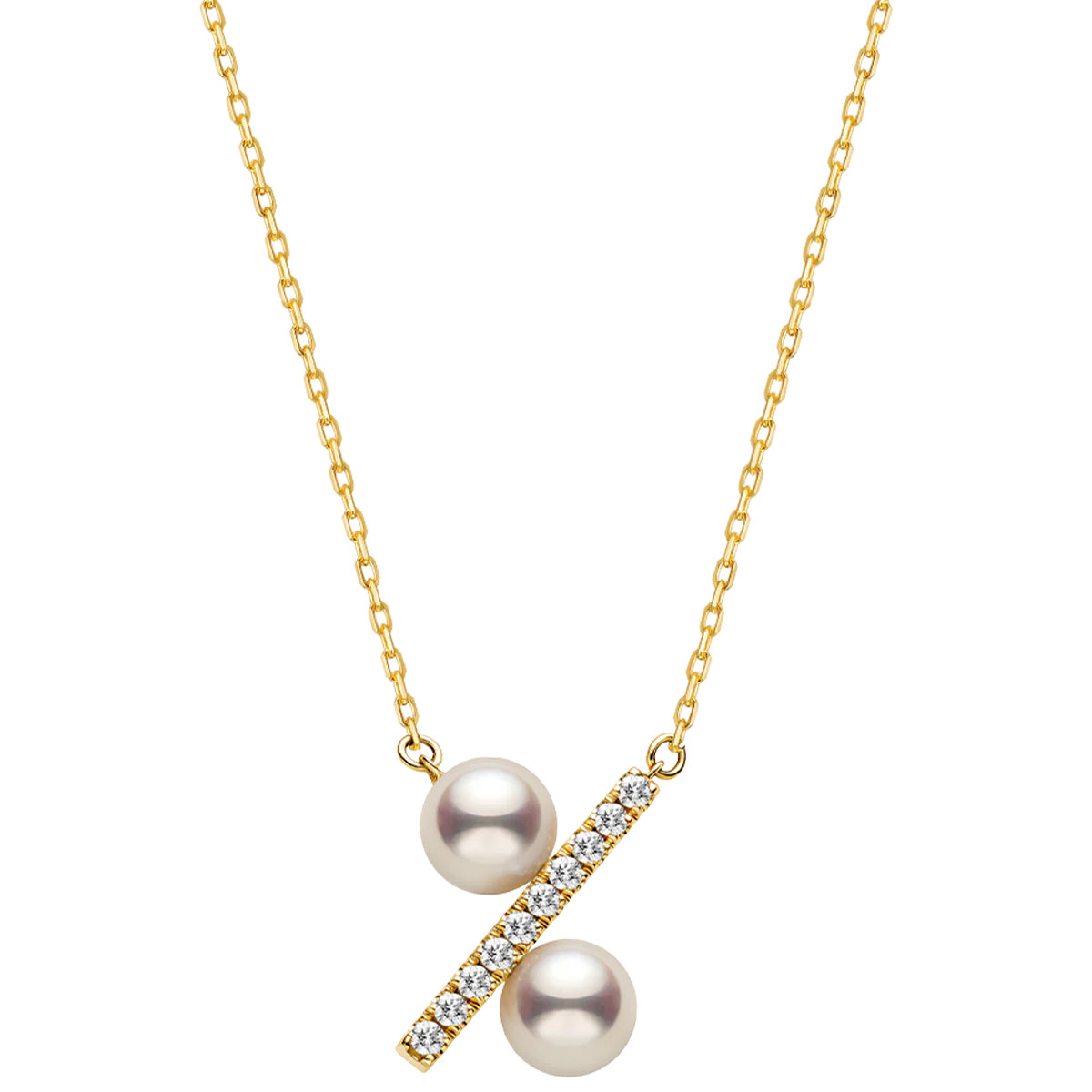 Freshwater Pearl 10K Yellow Gold Diamond Percentage Necklace