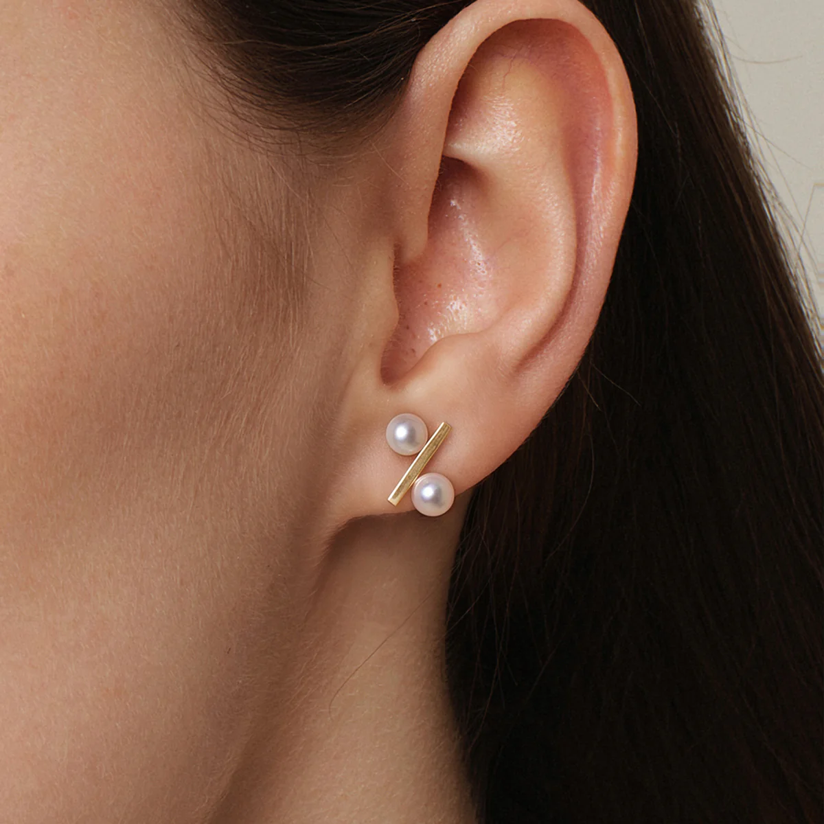 Freshwater Pearl 10K Yellow Gold Percentage Design Stud Earrings - Image 2