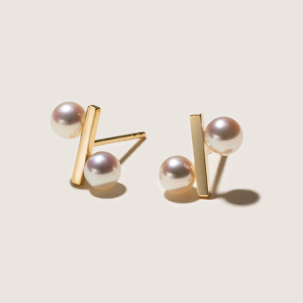 Freshwater Pearl 10K Yellow Gold Percentage Design Stud Earrings - Image 3