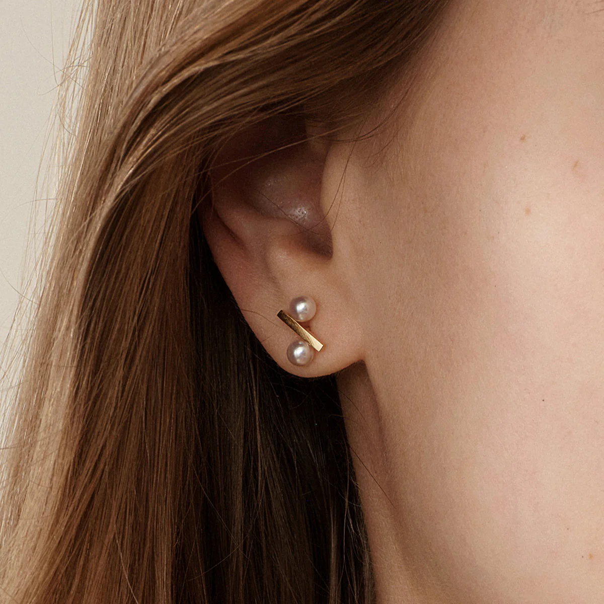 Freshwater Pearl 10K Yellow Gold Percentage Design Stud Earrings - Image 5