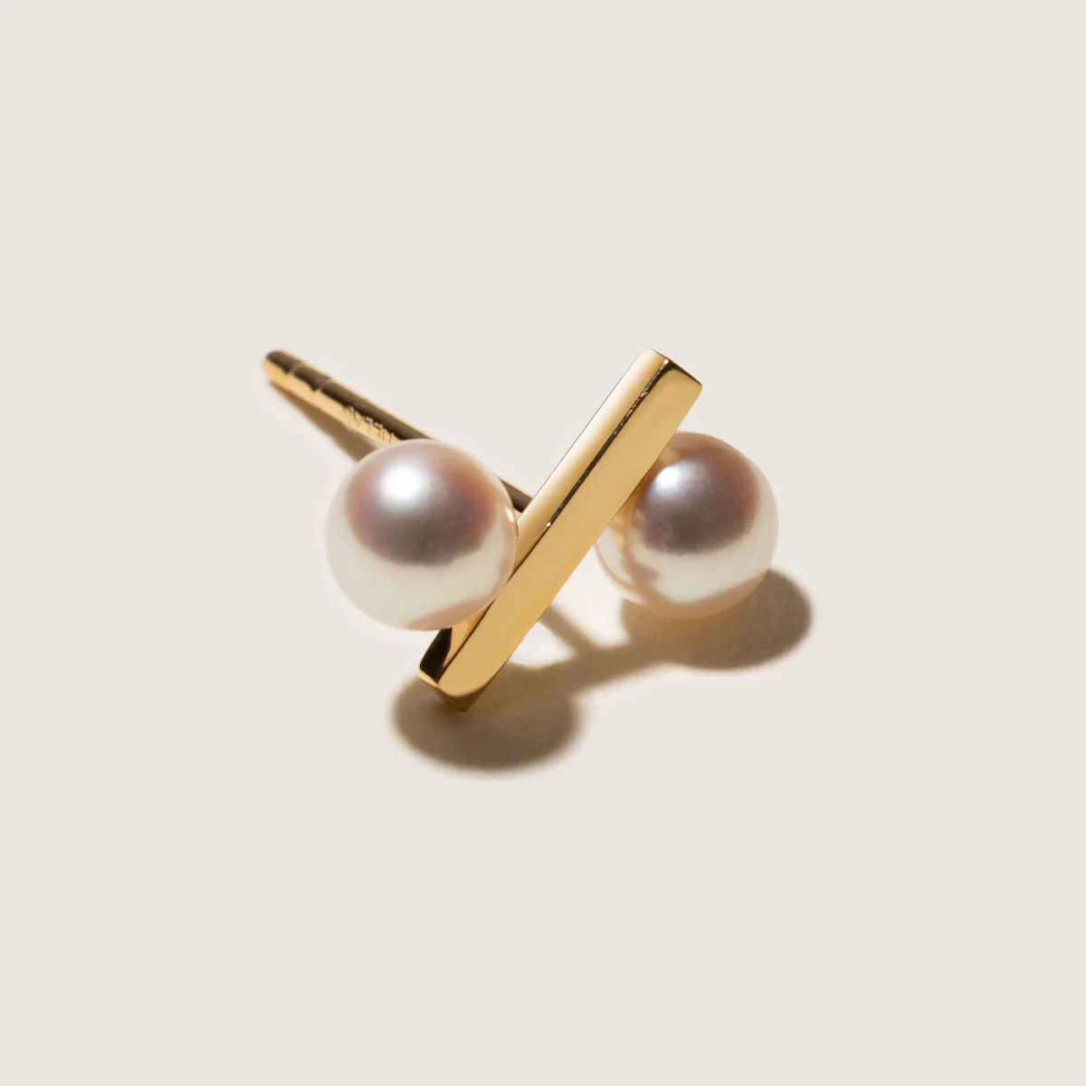 Freshwater Pearl 10K Yellow Gold Percentage Design Stud Earrings - Image 7
