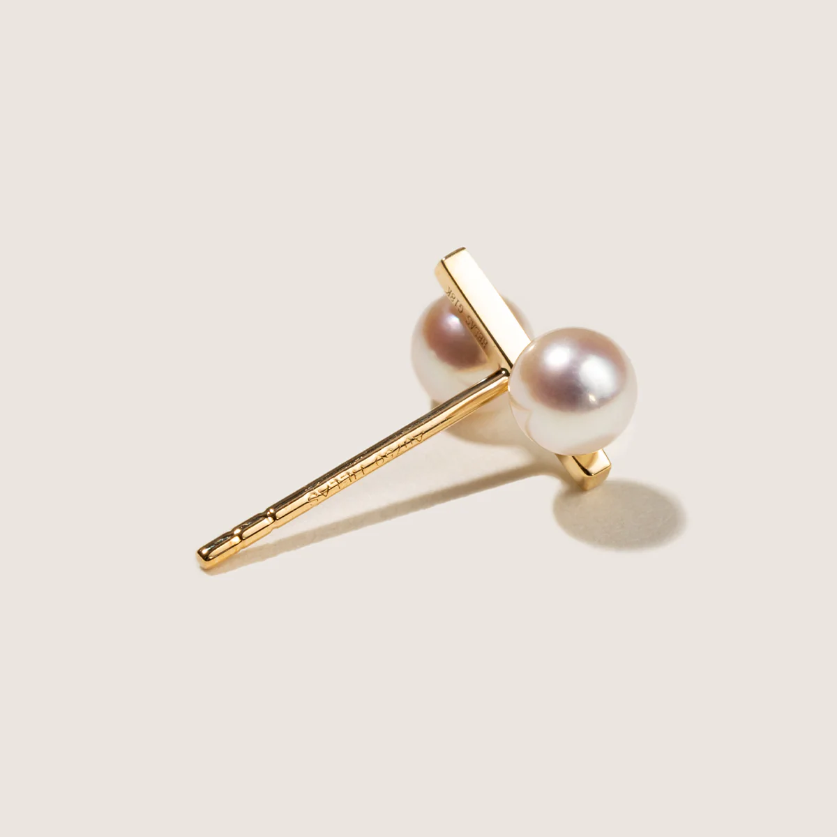 Freshwater Pearl 10K Yellow Gold Percentage Design Stud Earrings - Image 9