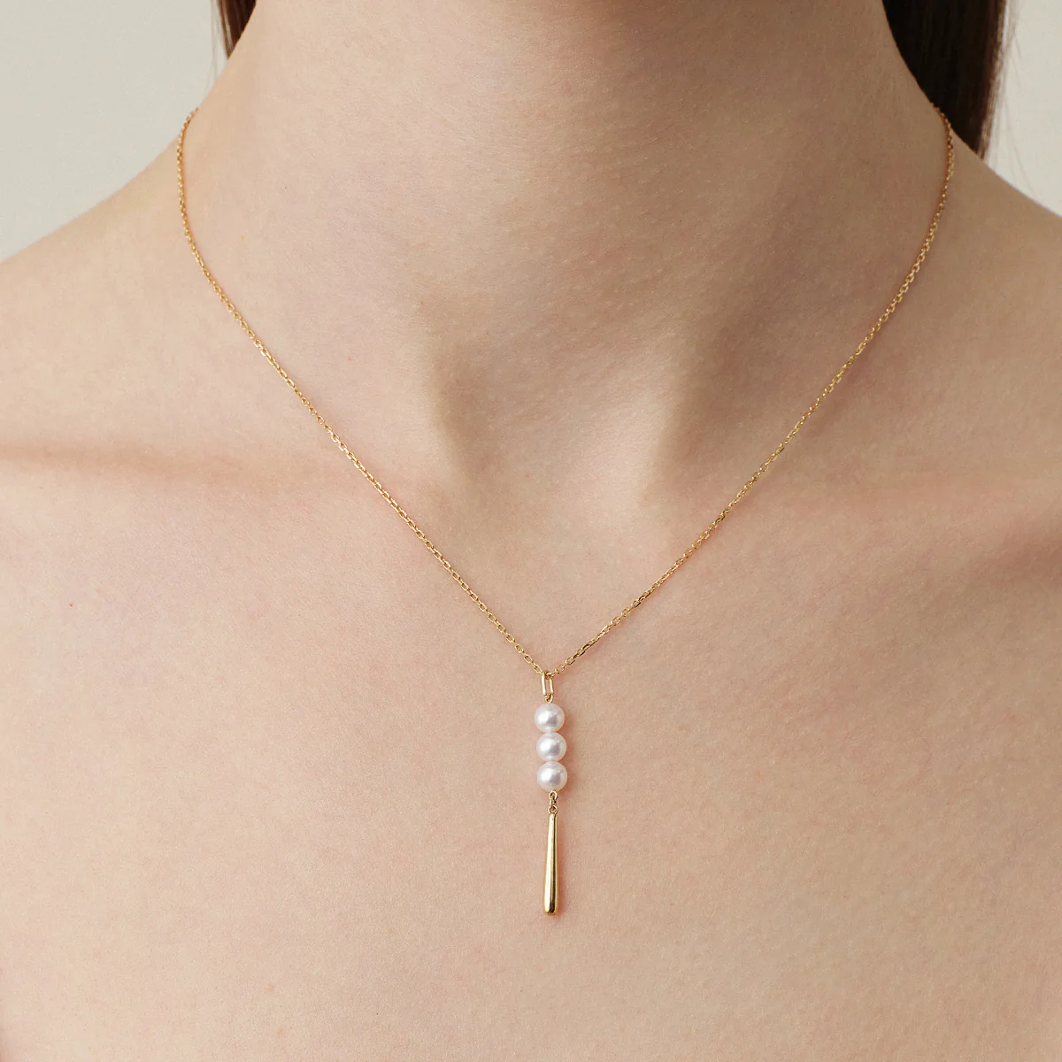 Freshwater Pearl 10K Yellow Gold Triple Drop Tassel Pendant Necklace - Image 6