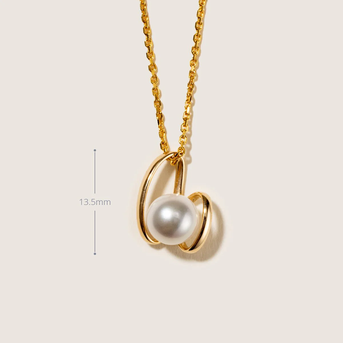 Freshwater Pearl 14K Gold Ribbon H Pendant Necklace - Image 7