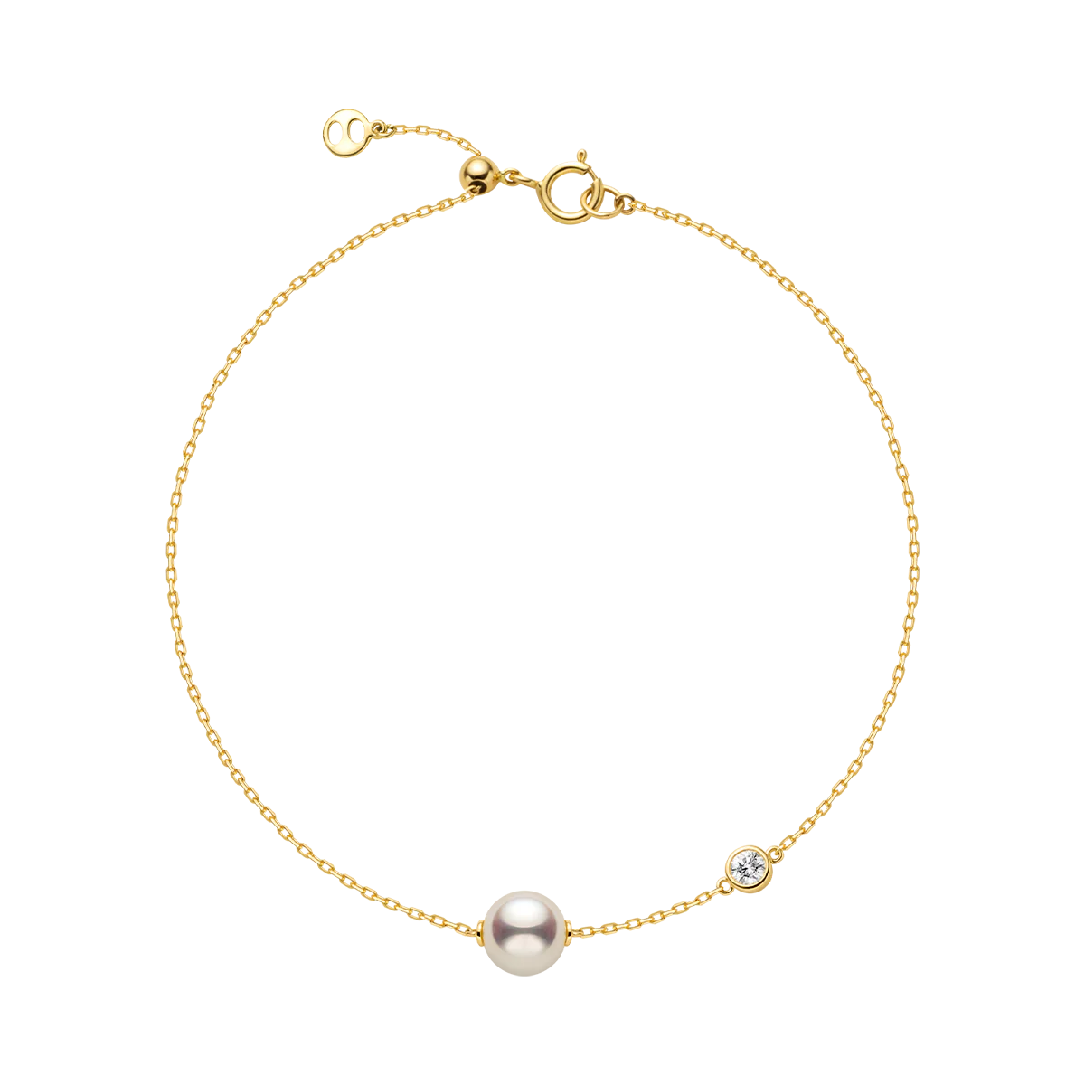 Freshwater Pearl 14K Yellow Gold Diamond Minimalist Design Bracelet