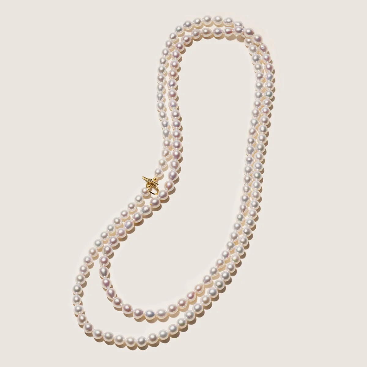 Freshwater Pearl 925 Silver Toggle Clasp Organic Ellipse Long Strand Necklace - Image 7