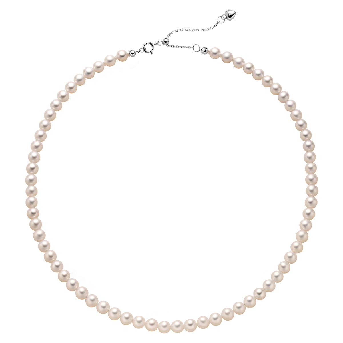 Freshwater Pearl 925 Sterling Silver Heart Clasp Necklace