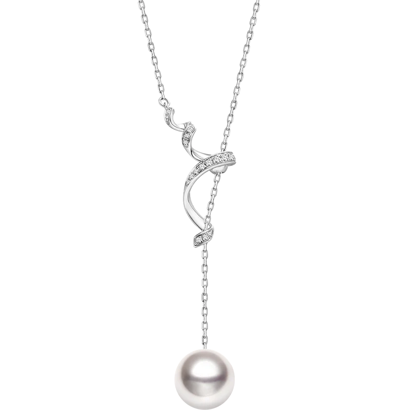 Freshwater Pearl 925 Sterling Silver Lab-grown Diamond Y-shaped Lariat Necklace
