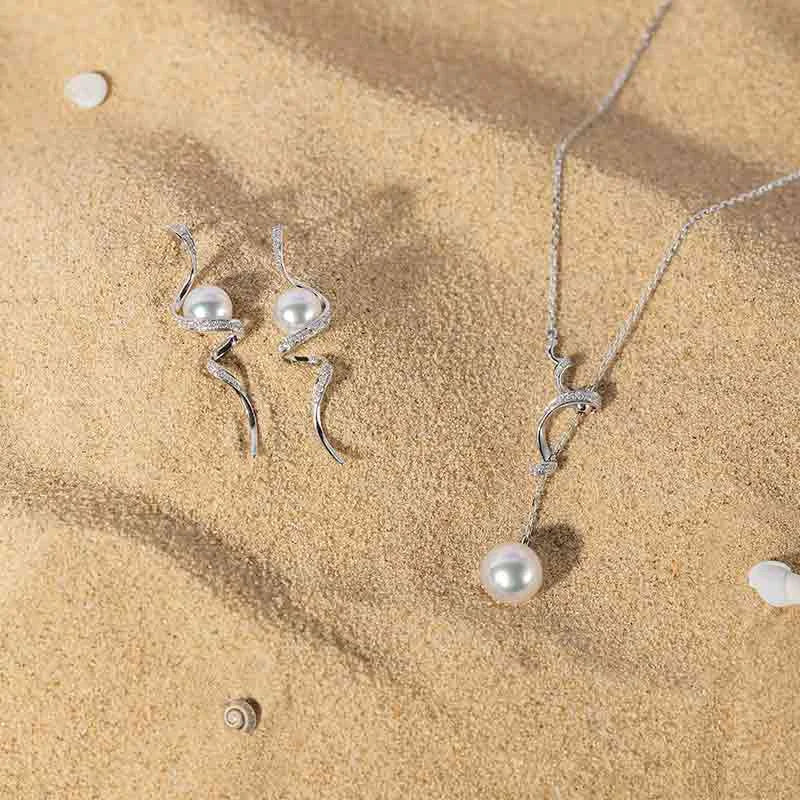 Freshwater Pearl 925 Sterling Silver Lab-grown Diamond Y-shaped Lariat Necklace - Image 3