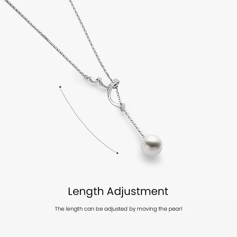 Freshwater Pearl 925 Sterling Silver Lab-grown Diamond Y-shaped Lariat Necklace - Image 5