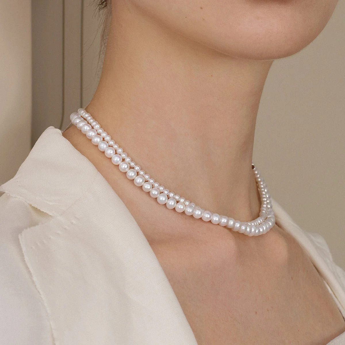 Freshwater Pearl & 925 Sterling Silver Removable Double-Strand Necklace - Image 8